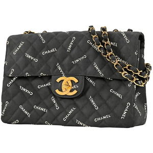 Chanel Deca Matelasse Single Flap Chain W Chain Shoulder Bag Canvas Black